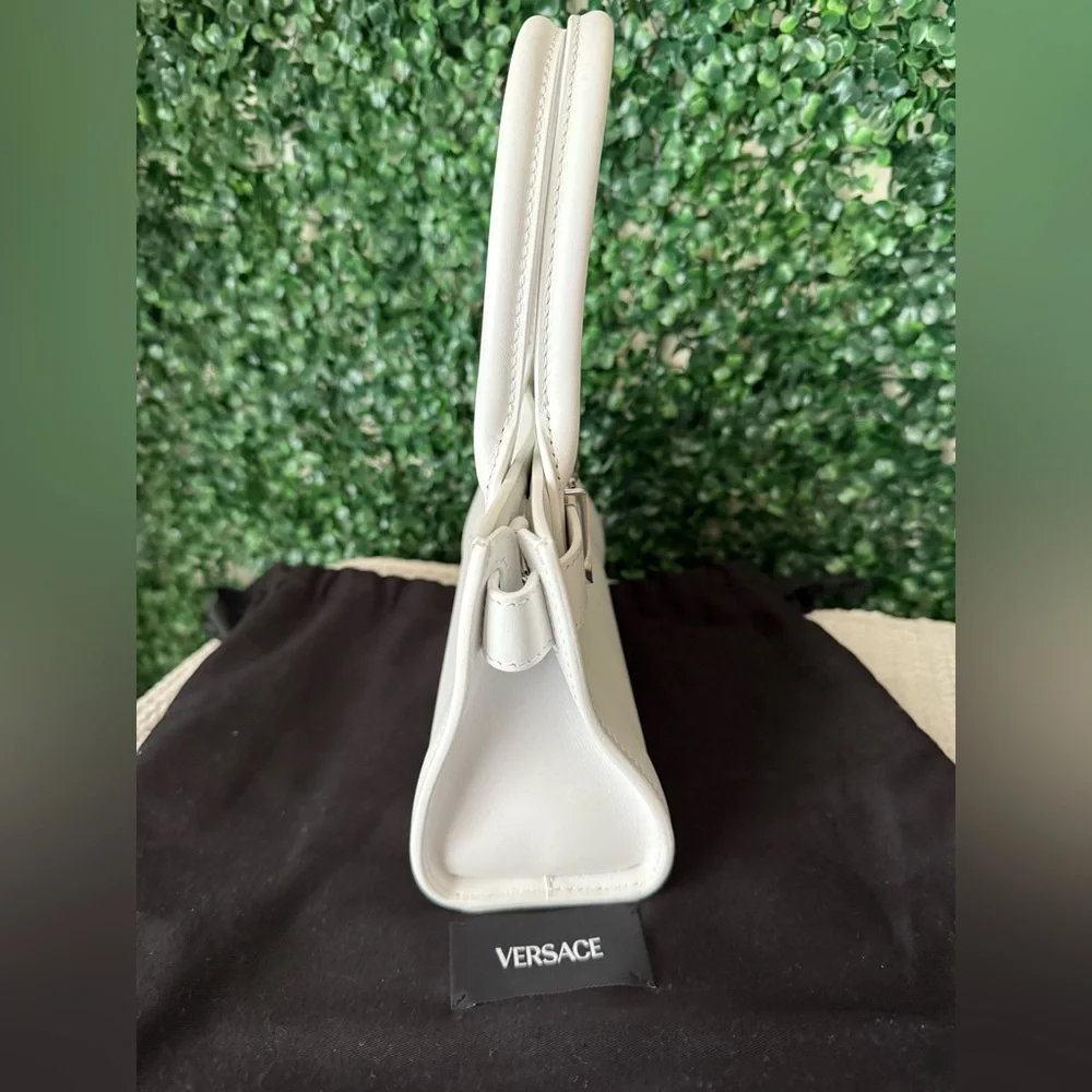 Versace Medusa ‘95 Small Tote White Leather Handbag